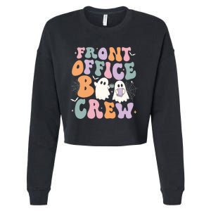 Retro Groovy Front Office Boo Crew Ghost Halloween Costume Cropped Pullover Crew