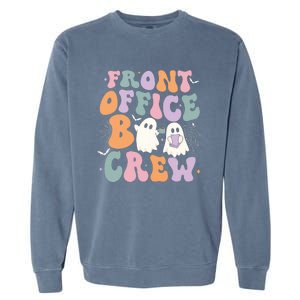 Retro Groovy Front Office Boo Crew Ghost Halloween Costume Garment-Dyed Sweatshirt