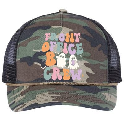 Retro Groovy Front Office Boo Crew Ghost Halloween Costume Retro Rope Trucker Hat Cap