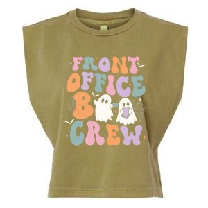 Retro Groovy Front Office Boo Crew Ghost Halloween Costume Garment-Dyed Women's Muscle Tee