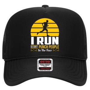 Runner Gift Funny Running Marathon Sport Sarcastic Gift High Crown Mesh Back Trucker Hat