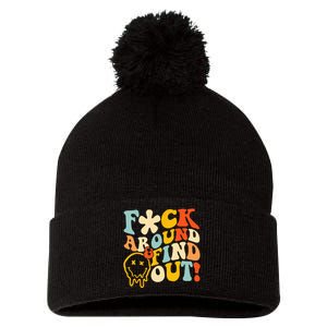 Retro Groovy Fuck Around And Find Out Fafo Pom Pom 12in Knit Beanie