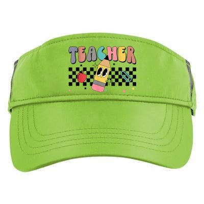 Retro Groovy Funny Math Teacher Happy 100 Days Of School Gift Adult Drive Performance Visor