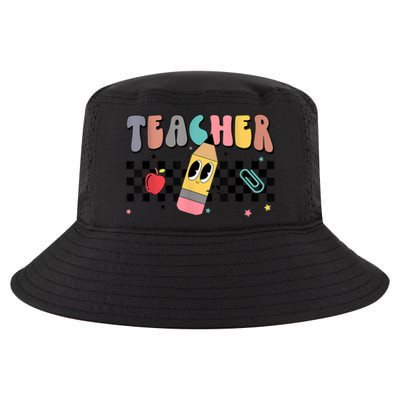 Retro Groovy Funny Math Teacher Happy 100 Days Of School Gift Cool Comfort Performance Bucket Hat