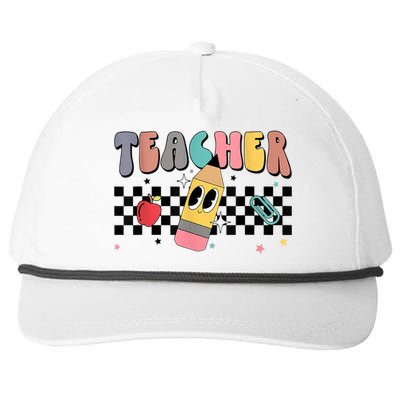 Retro Groovy Funny Math Teacher Happy 100 Days Of School Gift Snapback Five-Panel Rope Hat