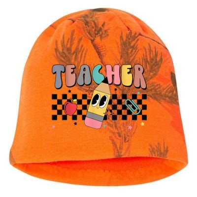 Retro Groovy Funny Math Teacher Happy 100 Days Of School Gift Kati - Camo Knit Beanie