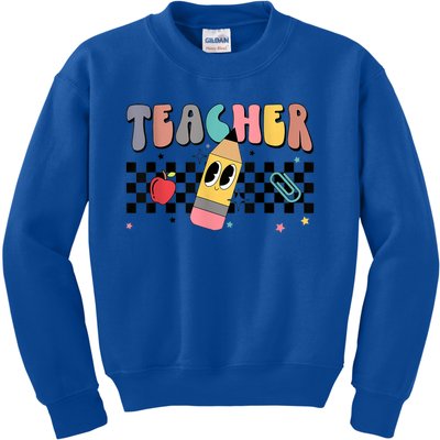 Retro Groovy Funny Math Teacher Happy 100 Days Of School Gift Kids Sweatshirt