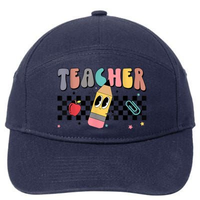 Retro Groovy Funny Math Teacher Happy 100 Days Of School Gift 7-Panel Snapback Hat