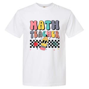 Retro Groovy Funny Math Teacher Happy 100 Days Of School Gift Garment-Dyed Heavyweight T-Shirt