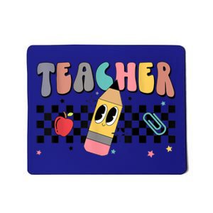 Retro Groovy Funny Math Teacher Happy 100 Days Of School Gift Mousepad