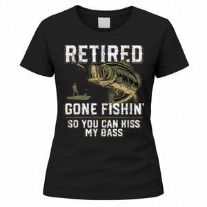 Retired Gone Fishin Funny Bass Fishing Fisherman Retirement Women's T-Shirt