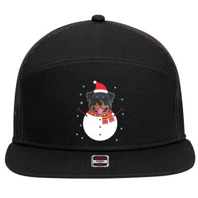 Rottweiler Gift Funny Snow Christmas Top 7 Panel Mesh Trucker Snapback Hat