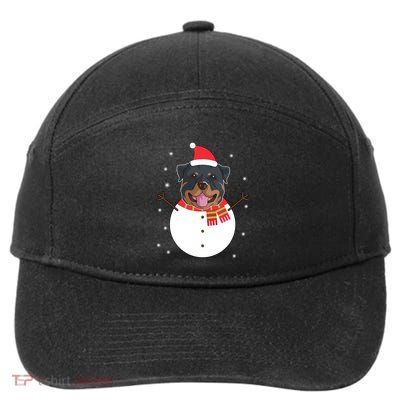 Rottweiler Gift Funny Snow Christmas Top 7-Panel Snapback Hat