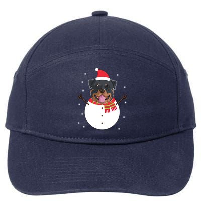 Rottweiler Gift Funny Snow Christmas Top 7-Panel Snapback Hat