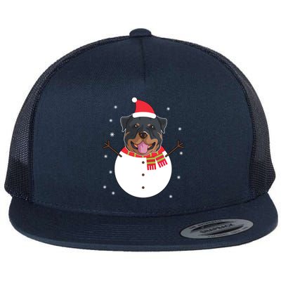 Rottweiler Gift Funny Snow Christmas Top Flat Bill Trucker Hat