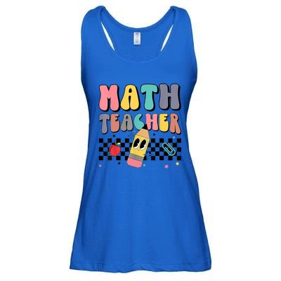 Retro Groovy Funny Math Teacher Happy 100 Days Of School Funny Gift Ladies Essential Flowy Tank