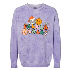 Retro Groovy Fa La La Christmas Cute Santa Hat Xmas Lights Colorblast Crewneck Sweatshirt