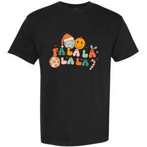 Retro Groovy Fa La La Christmas Cute Santa Hat Xmas Lights Garment-Dyed Heavyweight T-Shirt