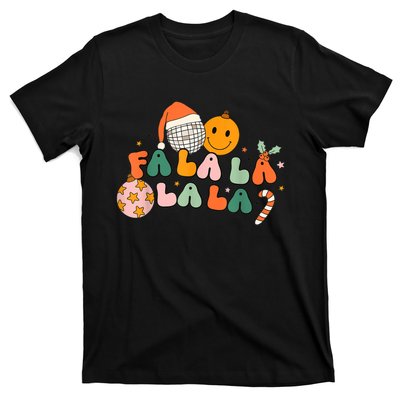 Retro Groovy Fa La La Christmas Cute Santa Hat Xmas Lights T-Shirt