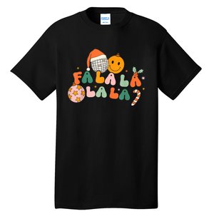 Retro Groovy Fa La La Christmas Cute Santa Hat Xmas Lights Tall T-Shirt