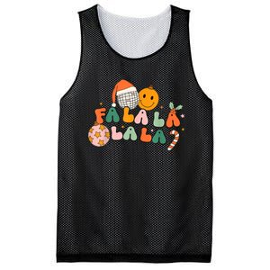 Retro Groovy Fa La La Christmas Cute Santa Hat Xmas Lights Mesh Reversible Basketball Jersey Tank