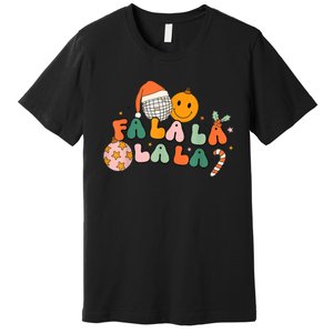 Retro Groovy Fa La La Christmas Cute Santa Hat Xmas Lights Premium T-Shirt