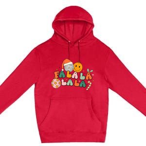 Retro Groovy Fa La La Christmas Cute Santa Hat Xmas Lights Premium Pullover Hoodie