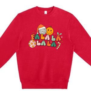 Retro Groovy Fa La La Christmas Cute Santa Hat Xmas Lights Premium Crewneck Sweatshirt