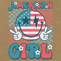 Retro Groovy Fourth 4th Of July Smile American Girl Cotton Canvas Backpack