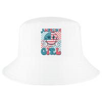 Retro Groovy Fourth 4th Of July Smile American Girl Cool Comfort Performance Bucket Hat