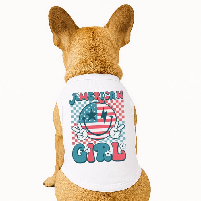 Retro Groovy Fourth 4th Of July Smile American Girl Doggie Tank