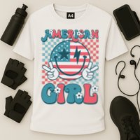 Retro Groovy Fourth 4th Of July Smile American Girl Performance Shirt