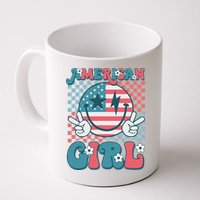 Retro Groovy Fourth 4th Of July Smile American Girl Mug