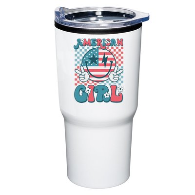 Retro Groovy Fourth 4th Of July Smile American Girl Tumbler