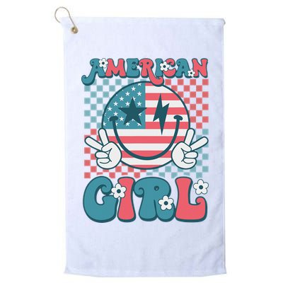 Retro Groovy Fourth 4th Of July Smile American Girl Golf Towel