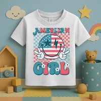 Retro Groovy Fourth 4th Of July Smile American Girl Toddler T-Shirt