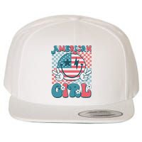 Retro Groovy Fourth 4th Of July Smile American Girl Wool Snapback Cap