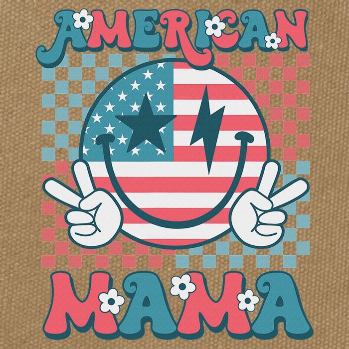 Retro Groovy Fourth 4th Of July Smile For Mom American Mama Cotton Canvas Backpack