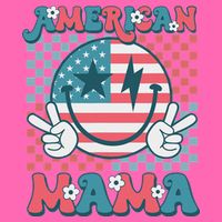 Retro Groovy Fourth 4th Of July Smile For Mom American Mama Stripe Pom Pom Beanie