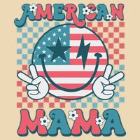 Retro Groovy Fourth 4th Of July Smile For Mom American Mama Drawstring Bag