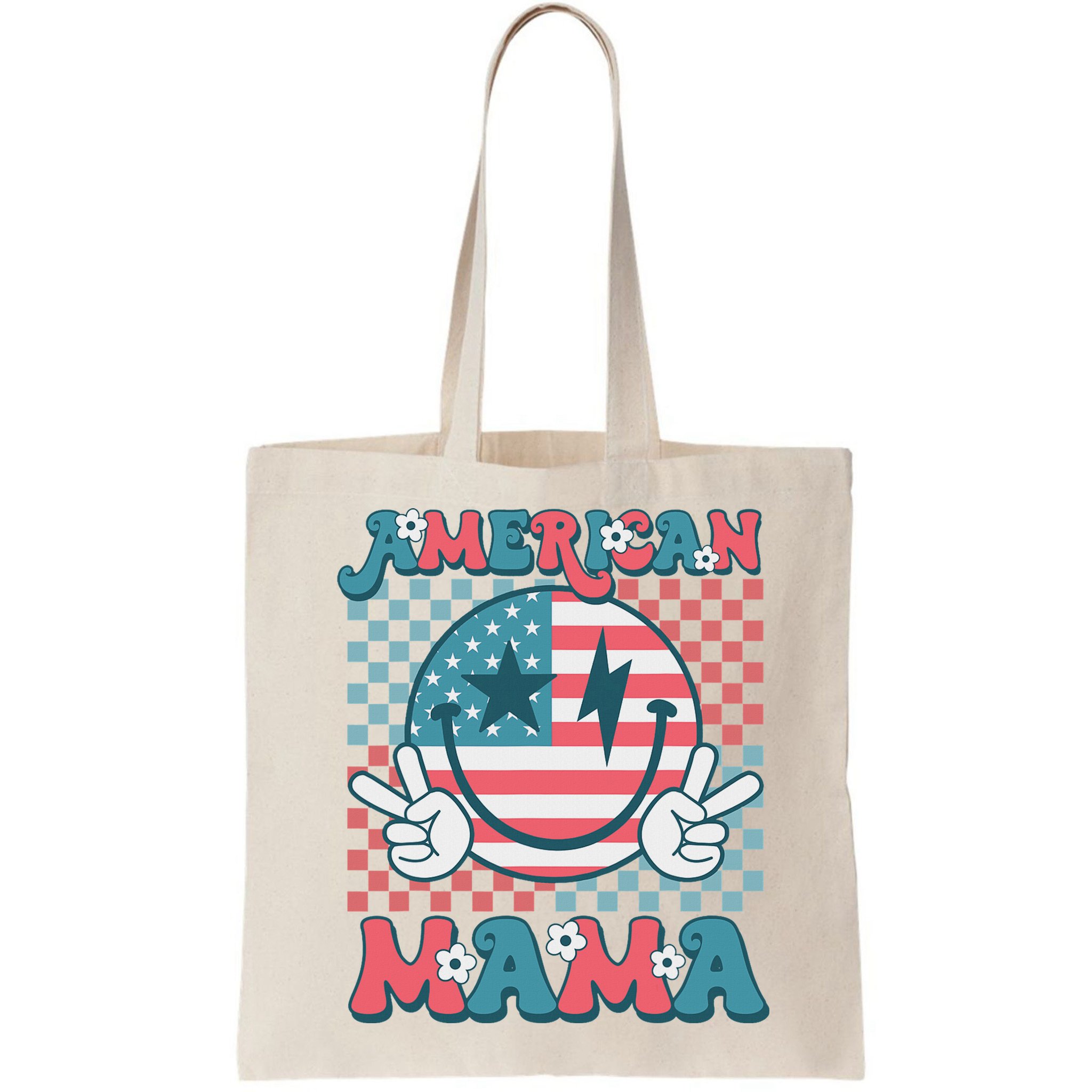 Retro Groovy Fourth 4th Of July Smile For Mom American Mama Bag