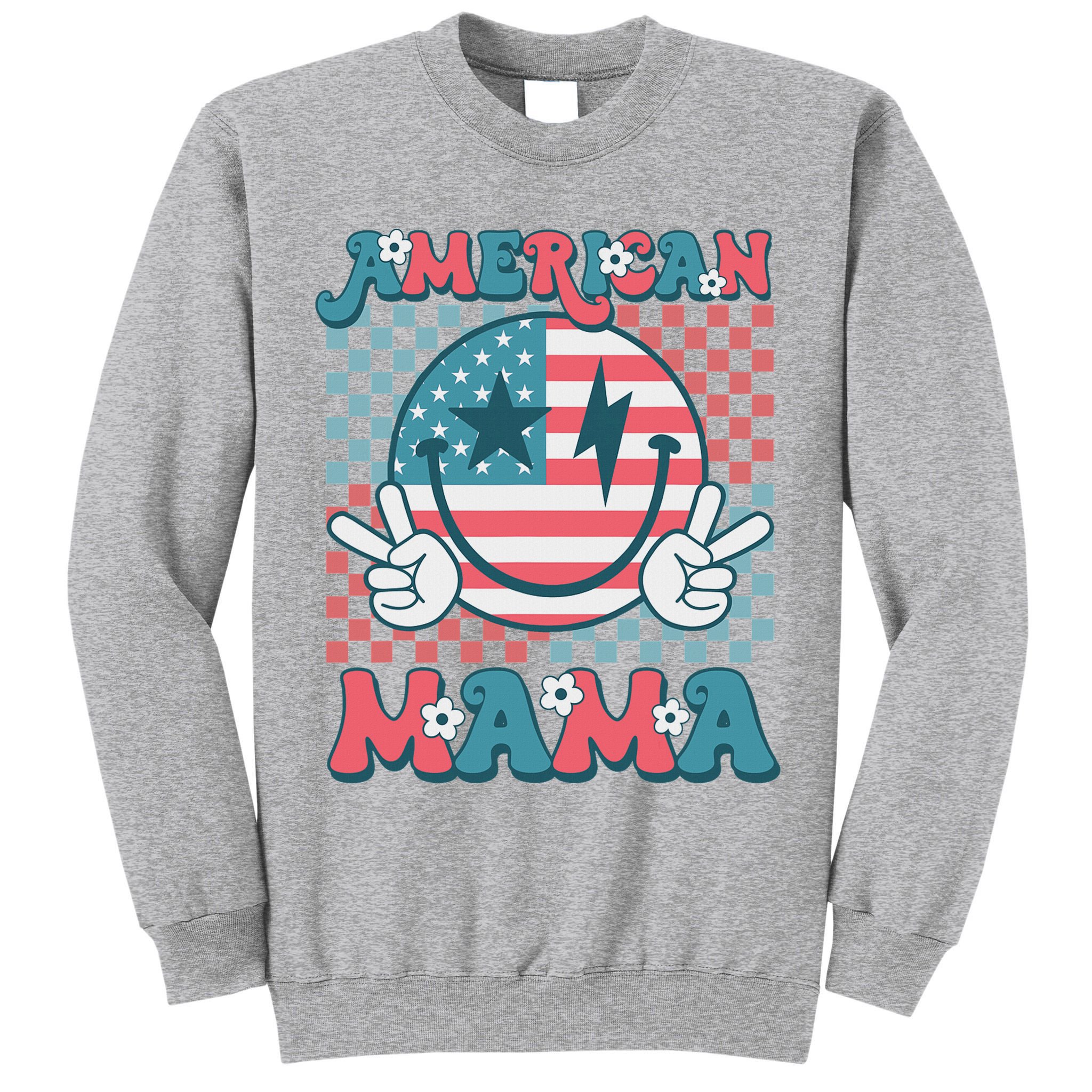 Retro Groovy Fourth 4th Of July Smile For Mom American Mama Tall Sweatshirt