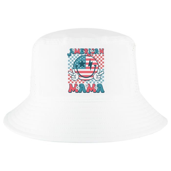 Retro Groovy Fourth 4th Of July Smile For Mom American Mama Cool Comfort Performance Bucket Hat