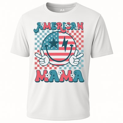 Retro Groovy Fourth 4th Of July Smile For Mom American Mama Performance Shirt
