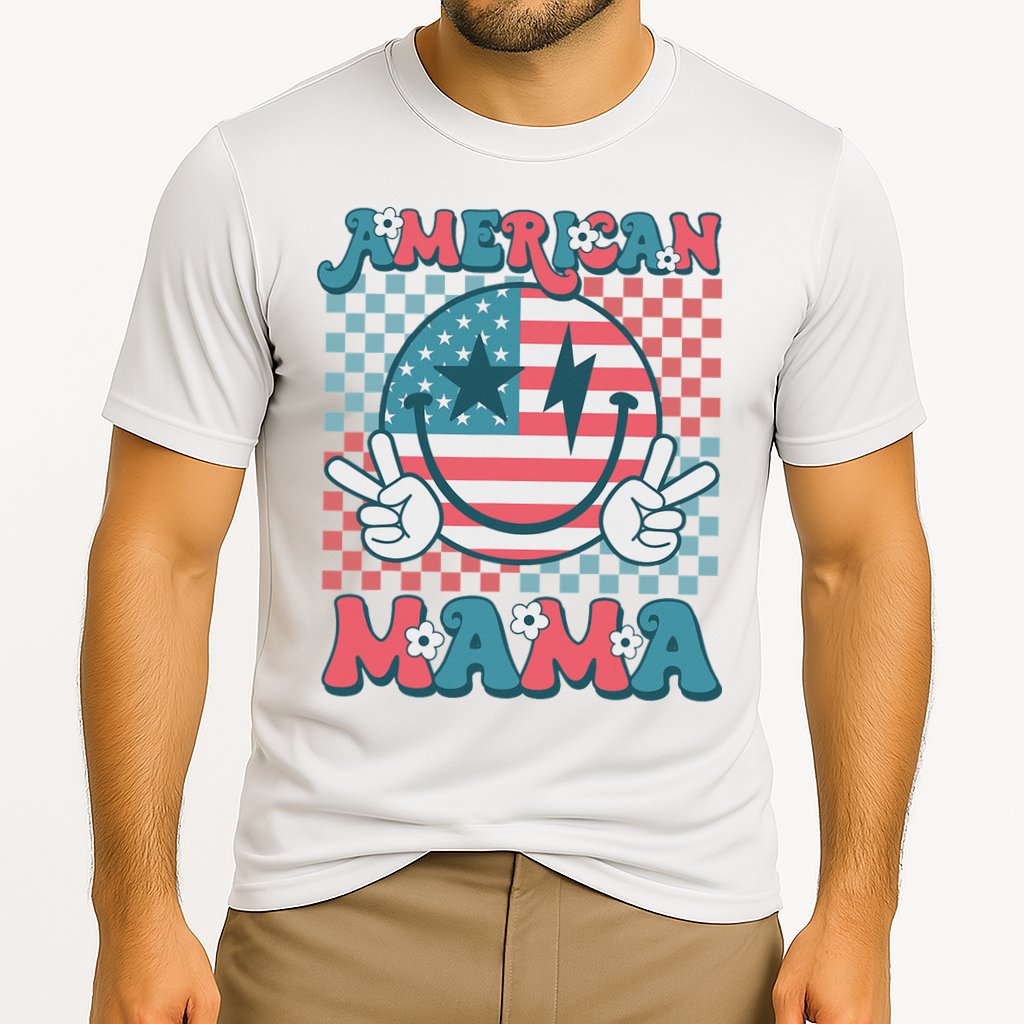 Retro Groovy Fourth 4th Of July Smile For Mom American Mama Performance Shirt