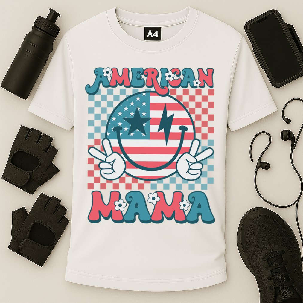 Retro Groovy Fourth 4th Of July Smile For Mom American Mama Performance Shirt