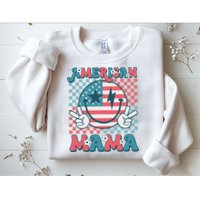 Retro Groovy Fourth 4th Of July Smile For Mom American Mama Sweatshirt