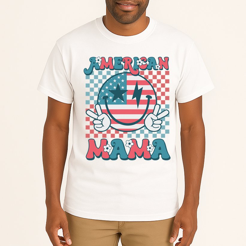 Retro Groovy Fourth 4th Of July Smile For Mom American Mama Tall T-Shirt