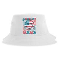 Retro Groovy Fourth 4th Of July Smile For Mom American Mama Sustainable Bucket Hat