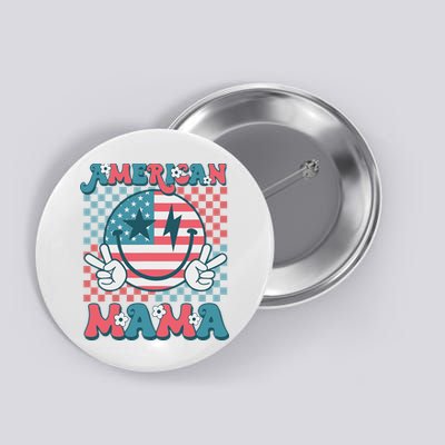 Retro Groovy Fourth 4th Of July Smile For Mom American Mama Button